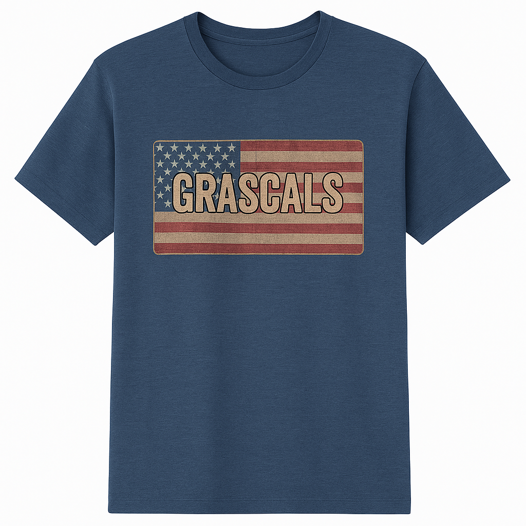 American Flag Heather Blue T-Shirt
