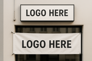 create an image of a sign and a banner that says logo here