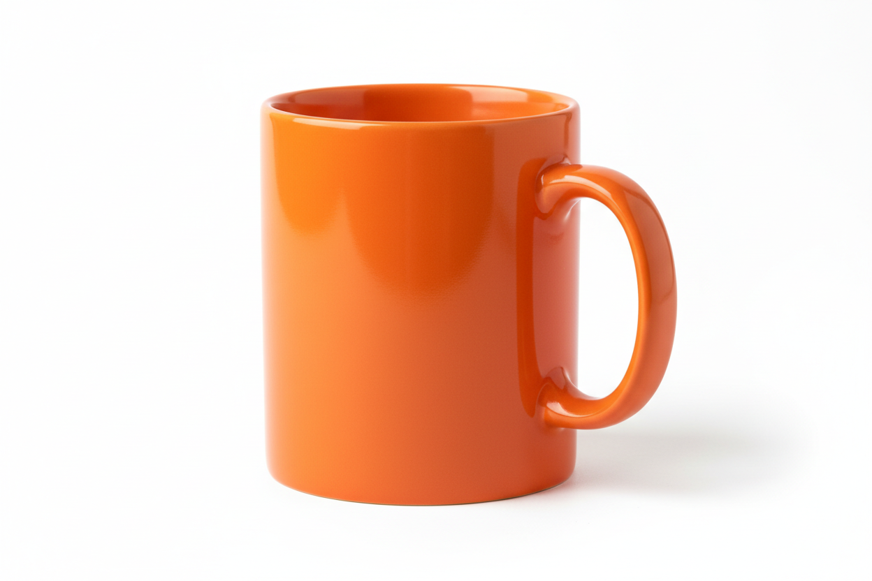 Orange 11 ounce ceramic coffee mug