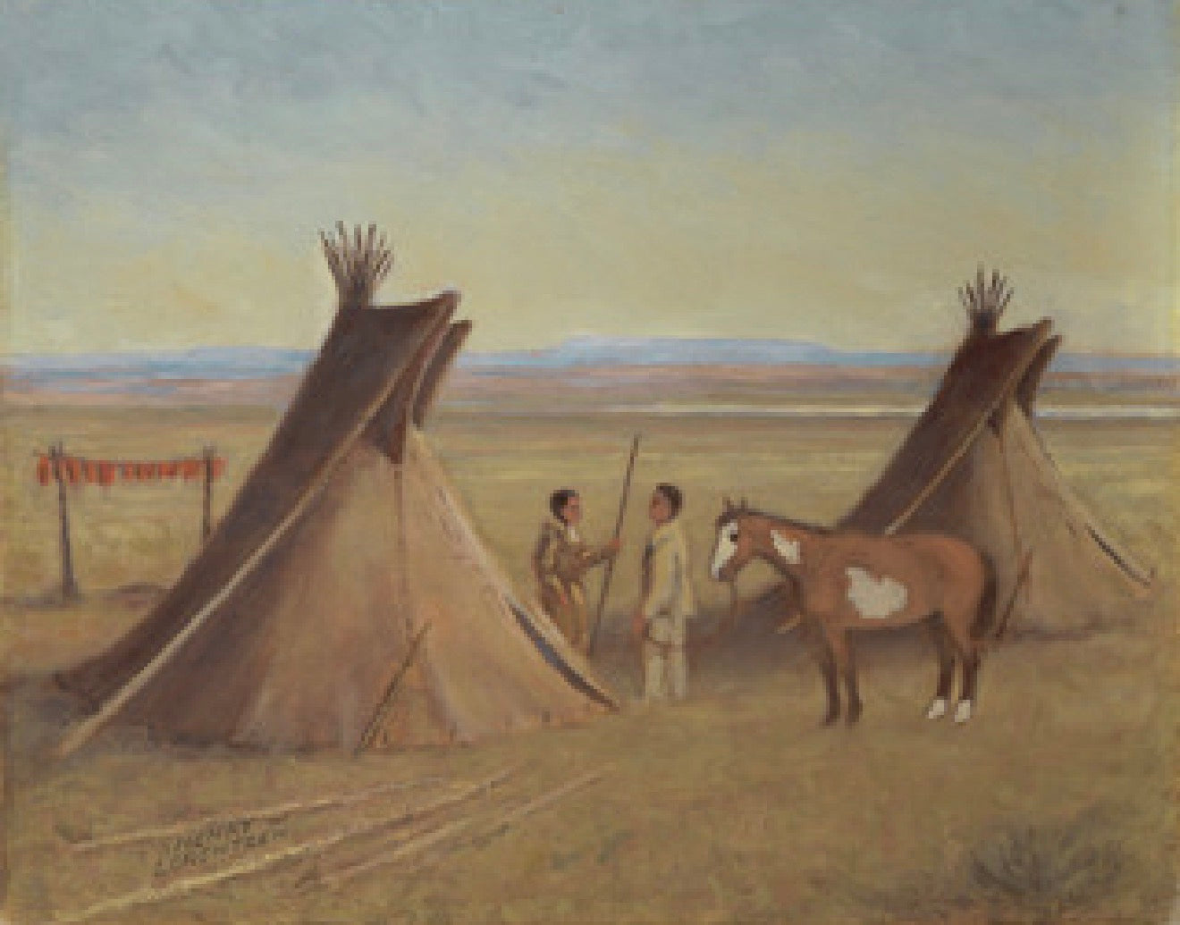 Teepee's with Butte Background 20 x 16