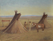 Teepee's with Butte Background 20 x 16