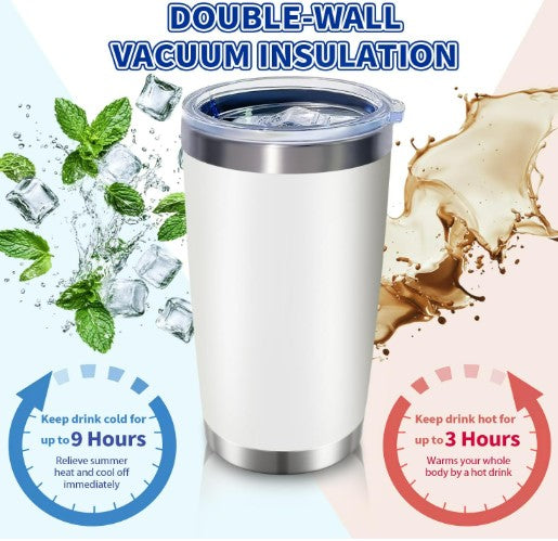 20oz Stainless Steel Bulk Tumblers with Lids and Straws, Leakproof Double Wall Travel Mug for Hot/Cold Drinks