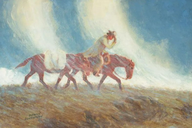 Rider in a Rainstorm 29 1/2 x 19 1/2